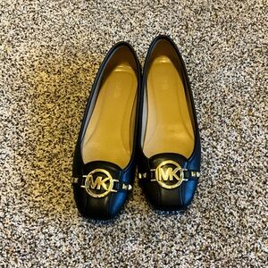 Michael Kors Black Flats with Gold Accents